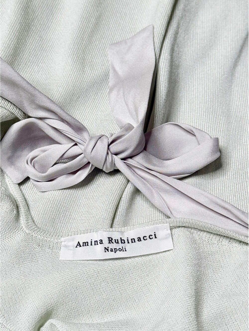 Annina Rubinacci Napoli Italy Knit Tank Top IT 46 Mint Gray Tie Back